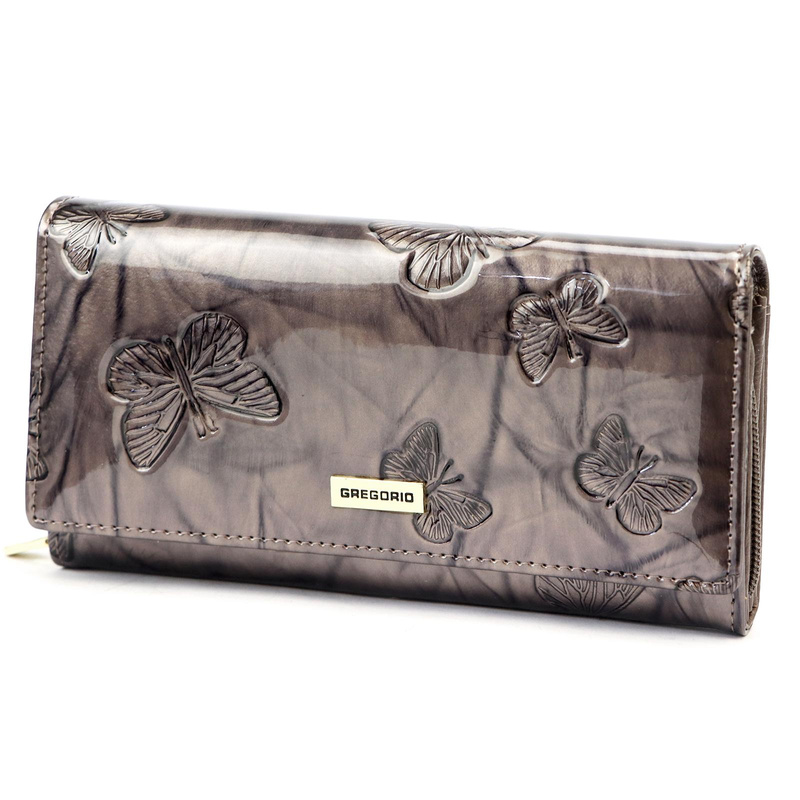 Gregorio damski portfel klasyczny podłużny duża portmonetka lakierowana