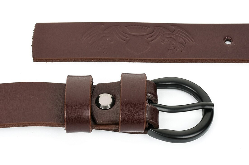 Beltimore skórzany damski pasek czarny 2,5 cm burgundowy A64 : Kolory - brązowy, beżowy, Rozmiar pasków - r.105-120 cm