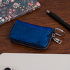 Skórzane etui na klucze skóra naturalna damskie pojemne F19 niebieskie motyle