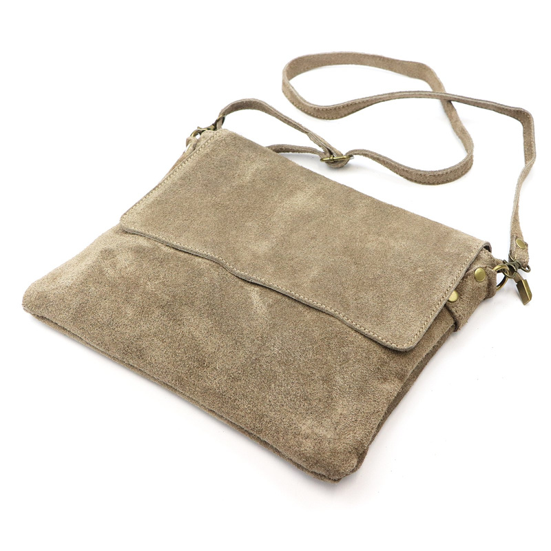 Vera Pelle damska listonoszka skóra naturalna zamsz torebka z kieszeniami