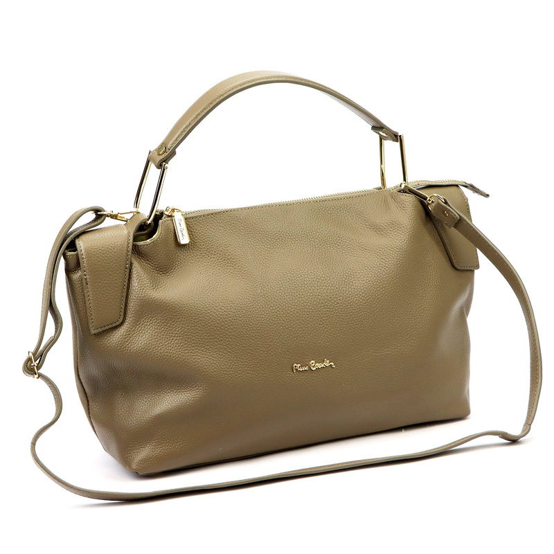 Duża Skórzana damska shopperbag torebka na ramię z uchwytem Pierre Cardin