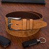 Pasek męski skórzany zamszowy skóra naturalna camel Beltimore W47 : Kolory - brązowy, beżowy, Rozmiar pasków - r.85-100 cm