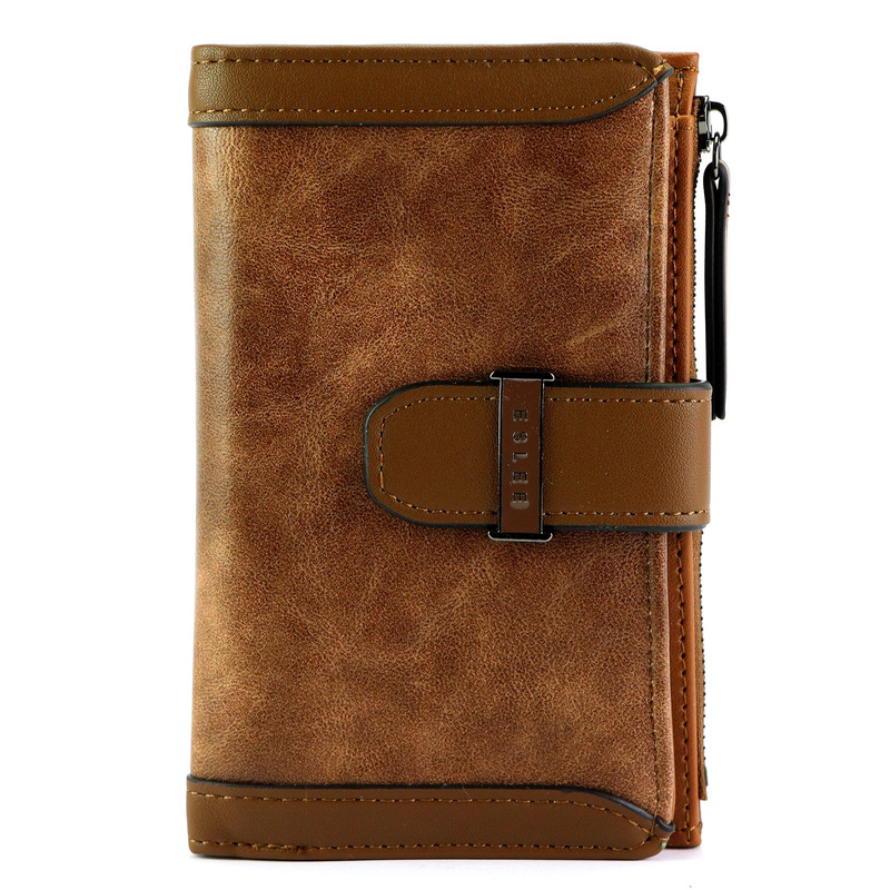 Eslee Duży Portfel Damski Podłużny Pionowy Skóra Eko Na Zatrzask