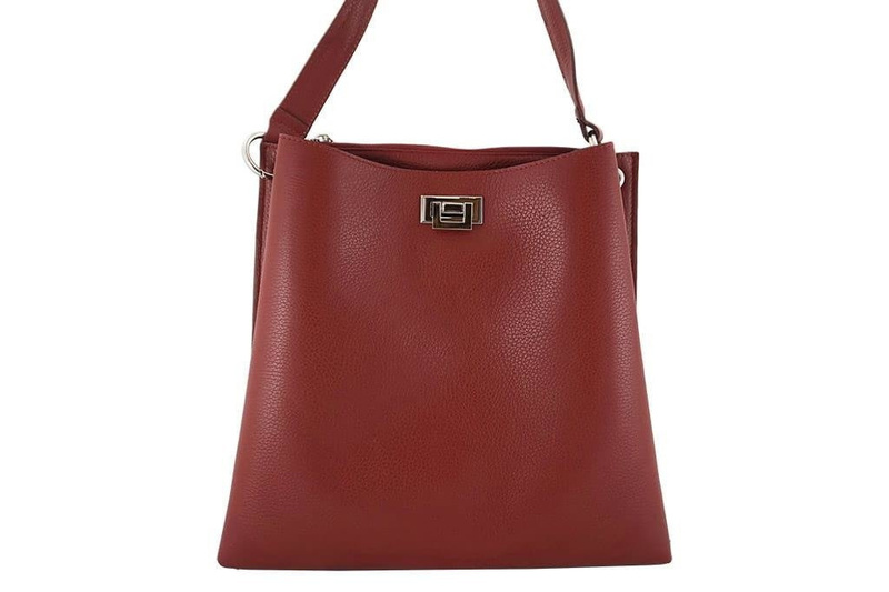 Duża torba damska skórzana na ramię - Brązowa jasna