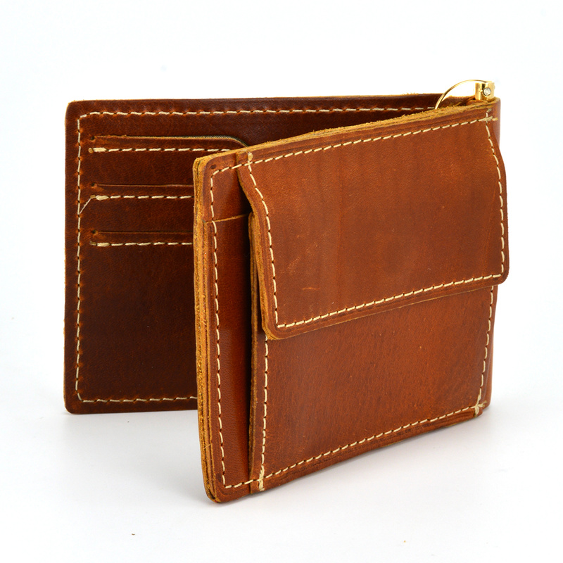 Etui na karty, mały męski skórzany portfel z RFID