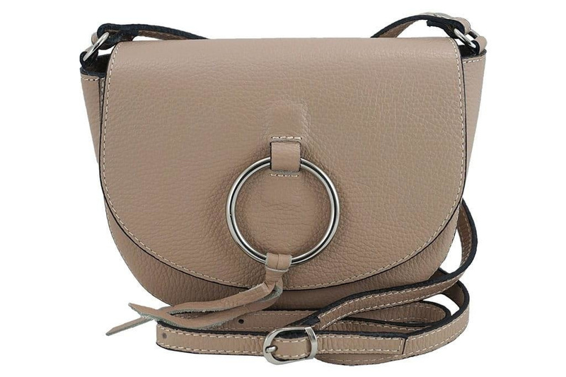 Damska skórzana listonoszka włoska - Szara jasna