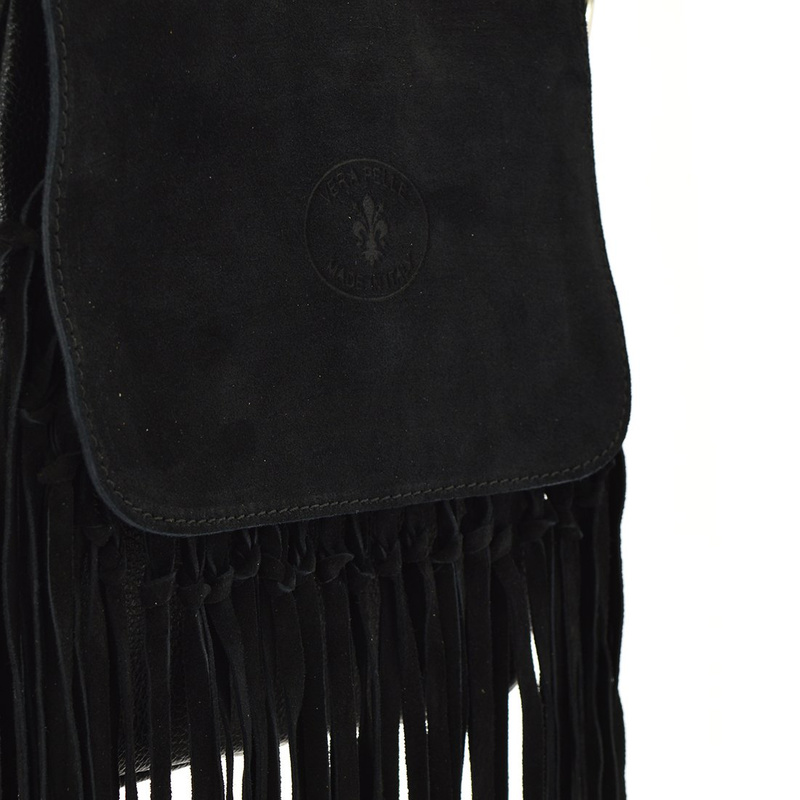 Listonoszka damska zamsz naturalny BOHO frędzle