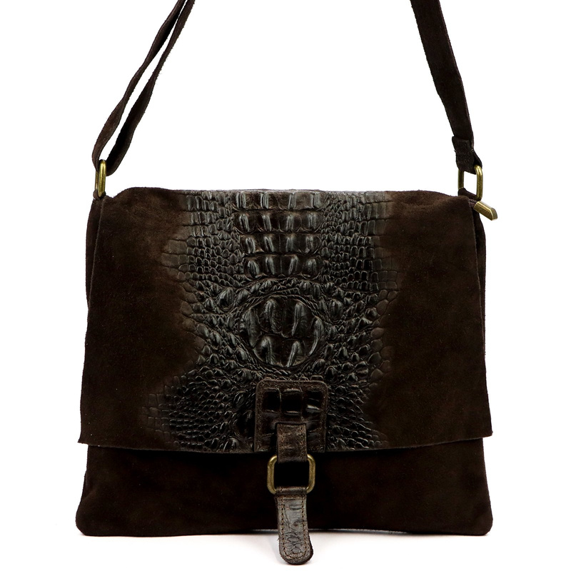 Vera Pelle damska listonoszka skórzana torebka na ramię skóra krokodyla