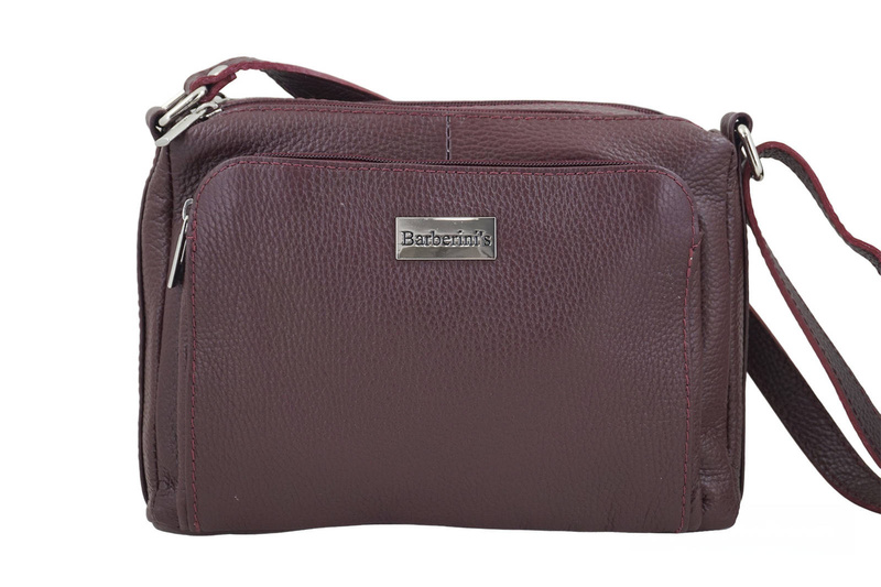 Listonoszka skórzana z kieszeniami - Bordowa