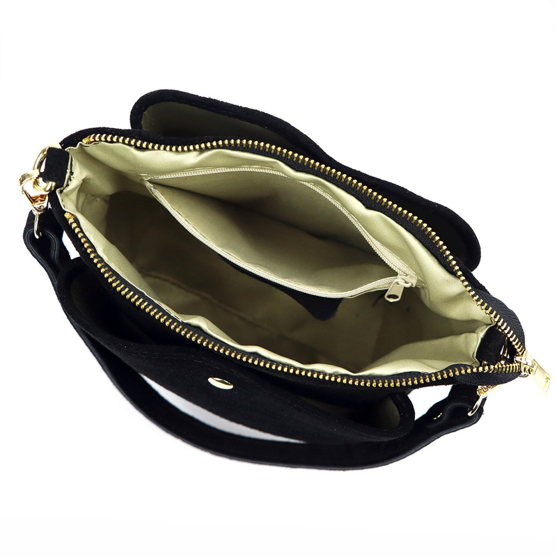 Vera Pelle damska listonoszka torebka na ramię skóra naturalna zamszowa