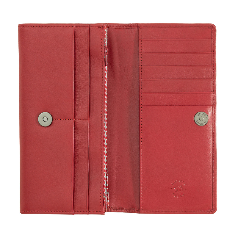 Nuvola Pelle Portfel damski z prawdziwej skóry Nappa z 11 kieszeniami na karty i zamkiem błyskawicznym