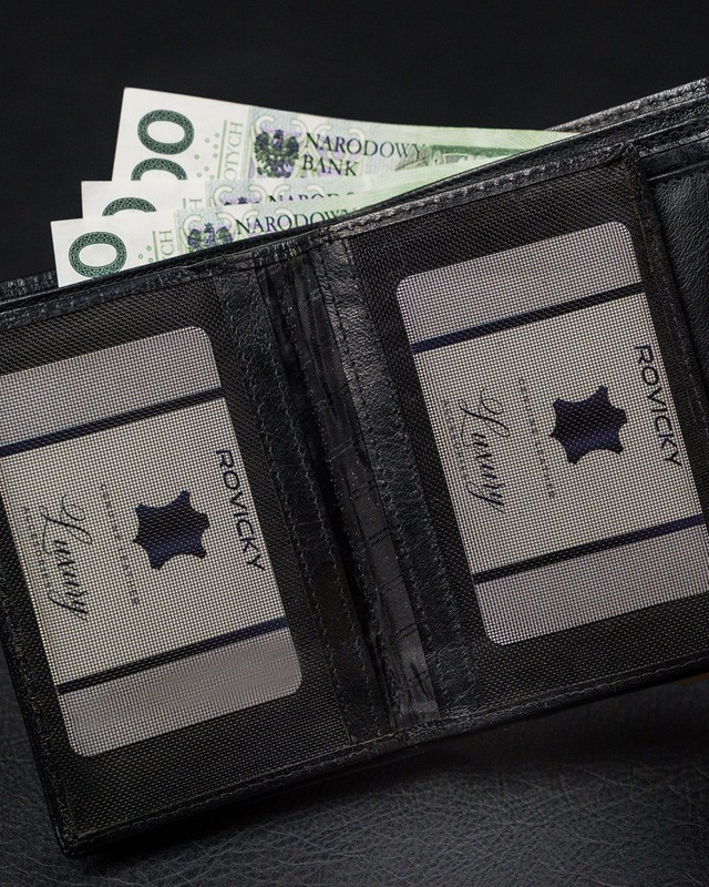 Duży stylowy Skórzany męski portfel Rovicky z RFID