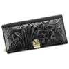 Gregorio podłużny damski portfel duży skóra naturalna kwiatowy wzór