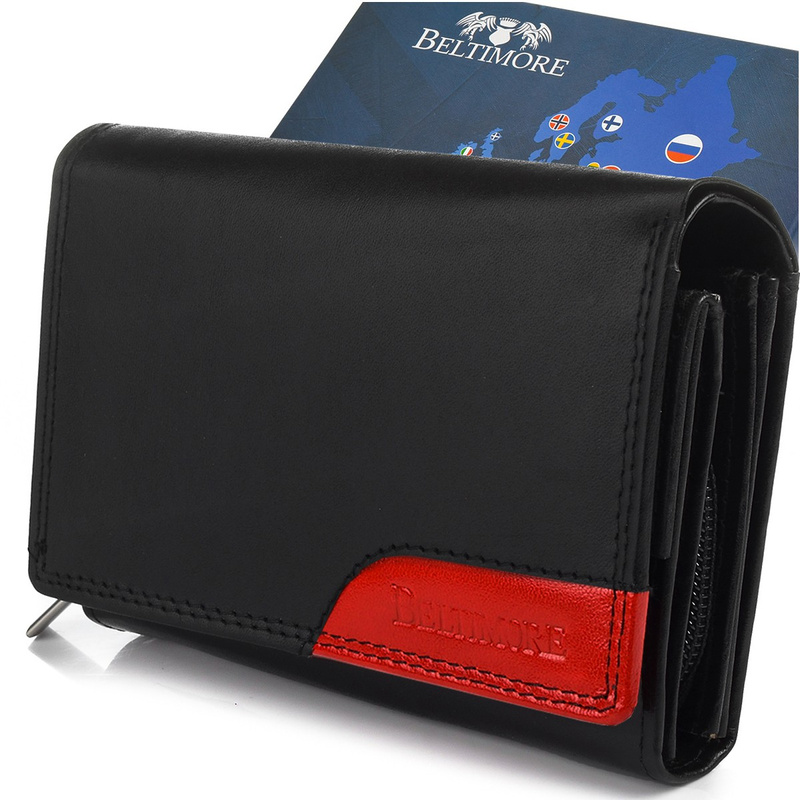 Damski portfel skórzany czarny duży RFiD Beltimore 036