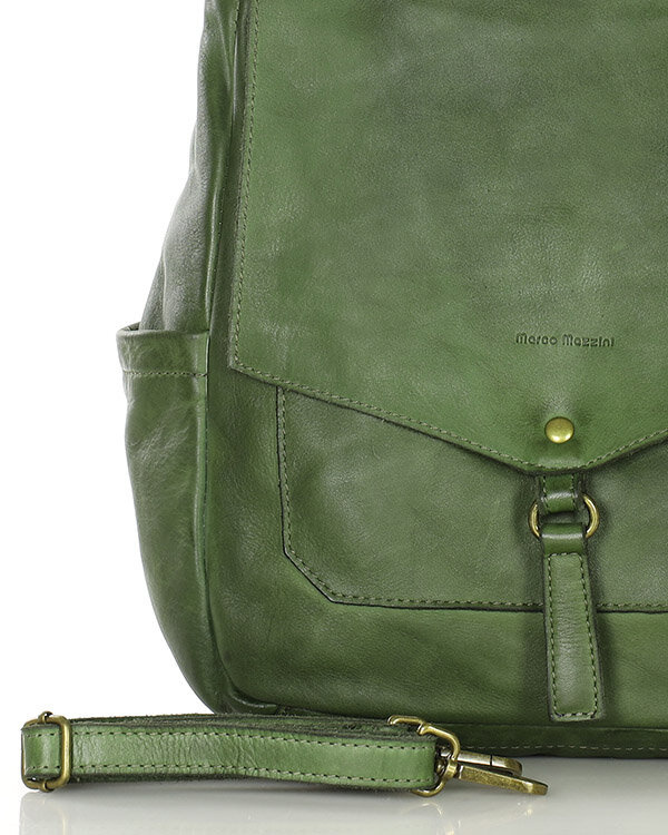 Wygodna torba damska na ramię skóra naturalna vera pelle - MARCO MAZZINI zielona