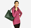 Modna torebka damska skórzany shopper bag - MARCO MAZZINI Portofino Max ciemny zielony