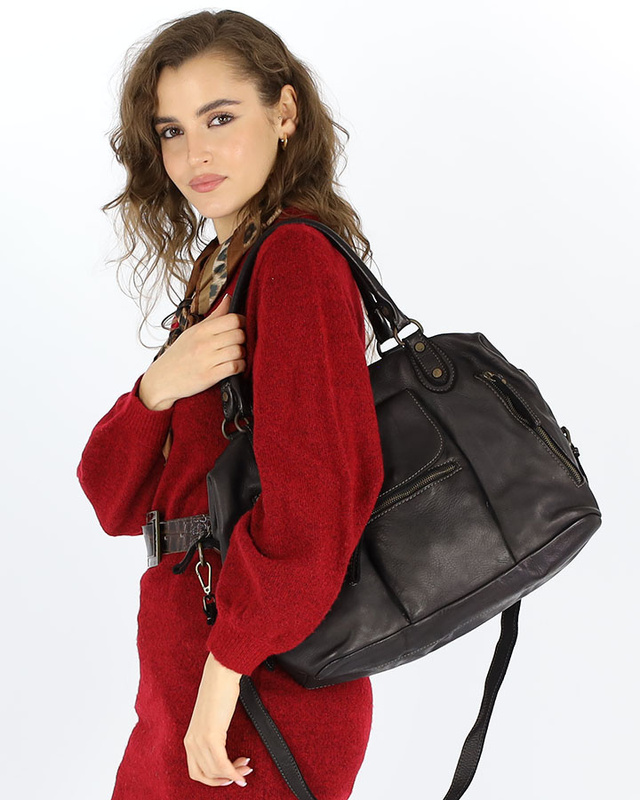 Torba biznesowa bowling retro bag skórzana - MARCO MAZZINI czarny