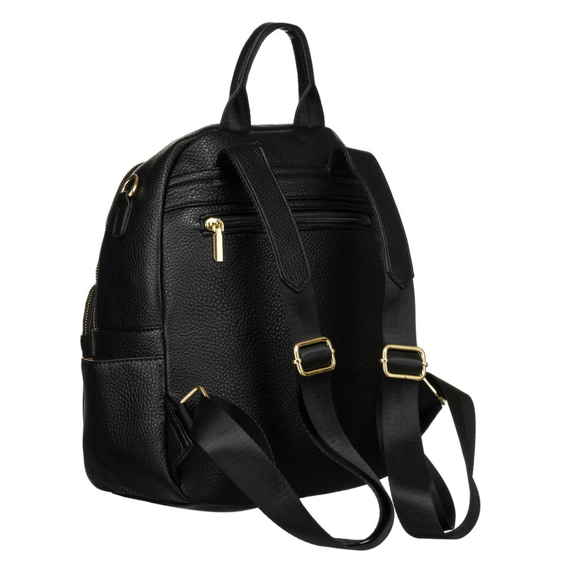 Elegancki plecak damski z bocznymi kieszeniami wykonany ze skóry ekologicznej w beżowym kolorze - Rovicky