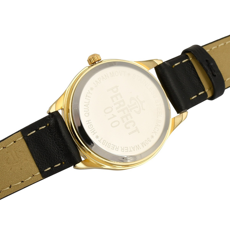 CZARNO-ZŁOTY ZEGAREK PERFECT KLASYCZNY DAMSKI RETRO MIYOTA 273
