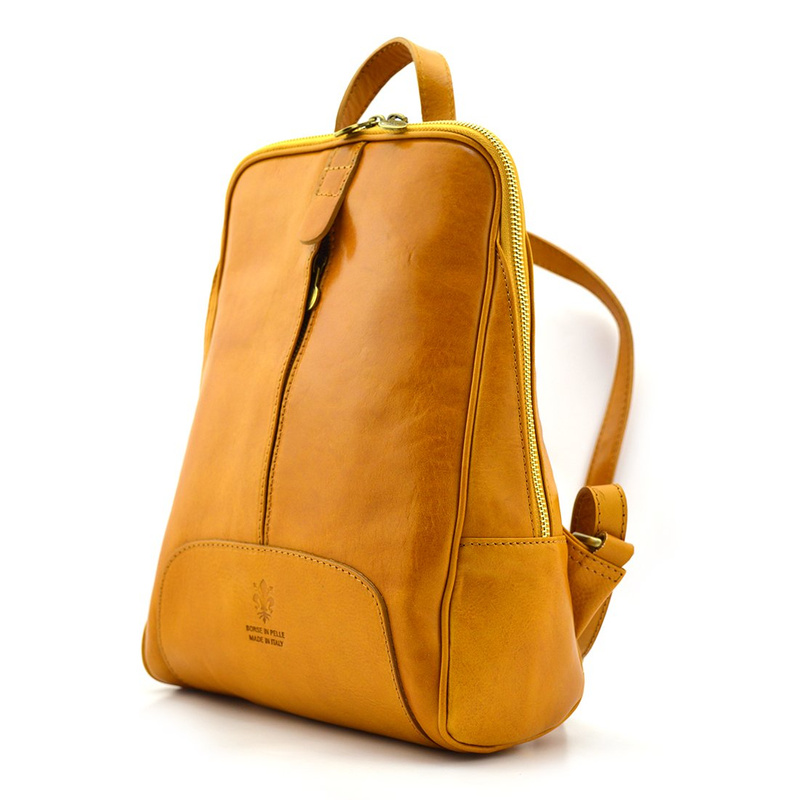 Florence Miejski Damski plecak skóra naturalna z kieszeniami na suwak