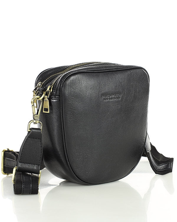Torba skórzana na dwa zamki crossbody camera bag - MARCO MAZZINI czarny