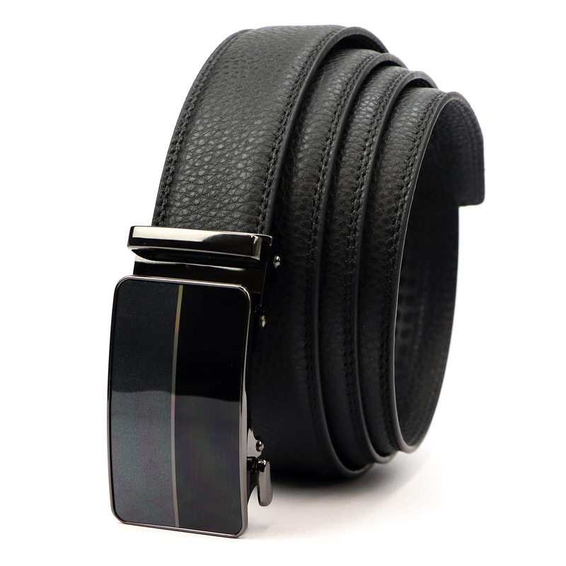 Nordee czarny męski pasek do spodni skóra naturalna z zaciskową klamrą