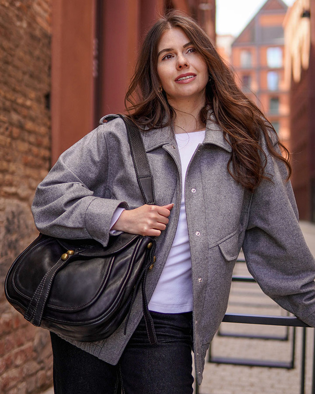 Marco Mazzini Torebka classic saddle bag ze skóry naturalnej na ramie czarna