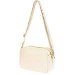 Skórzana damska torebka listonoszka ecru dwukomorowa pojemna na pasku P10