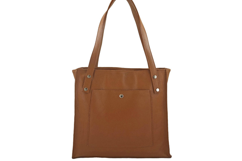 Torebka skórzana na ramię damska - Brązowa jasna