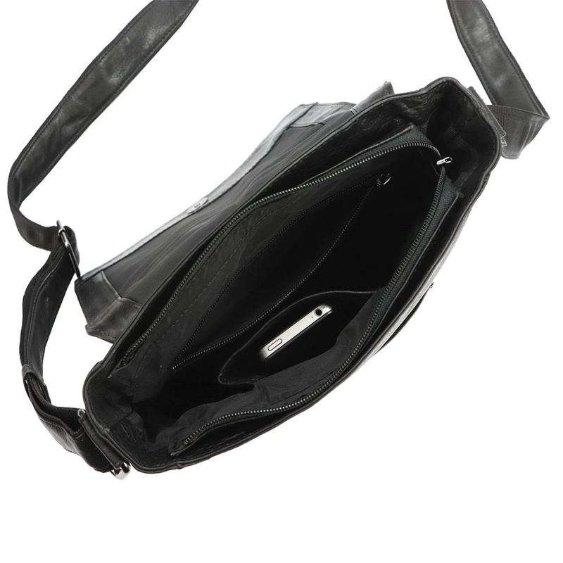 Saszetka męska z kieszeniami ze naturalnej skóry regulowany pasek od Nordee