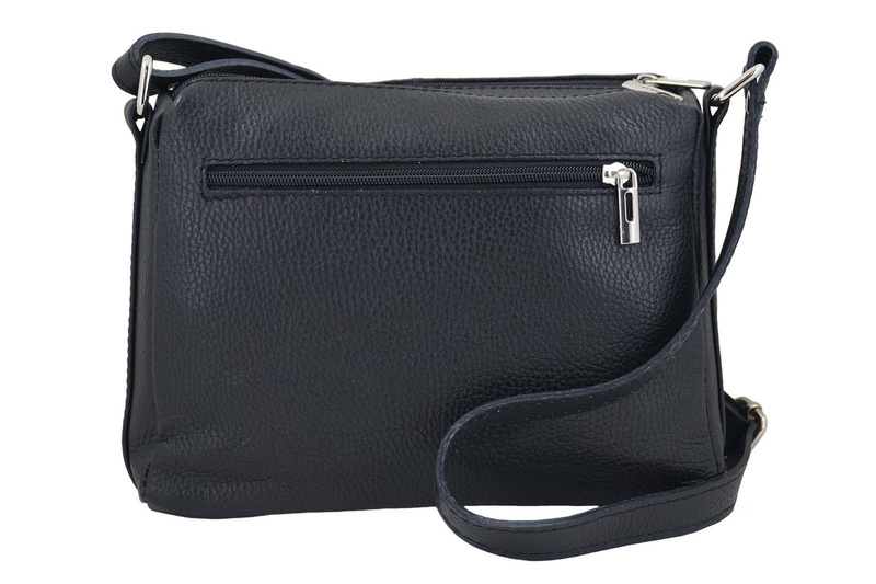 Listonoszka skórzana z kieszeniami - Czarna