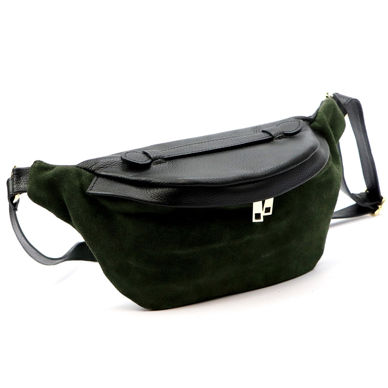 Vera Pelle damska torebka przez ramię skórzana saszetka z kieszeniami