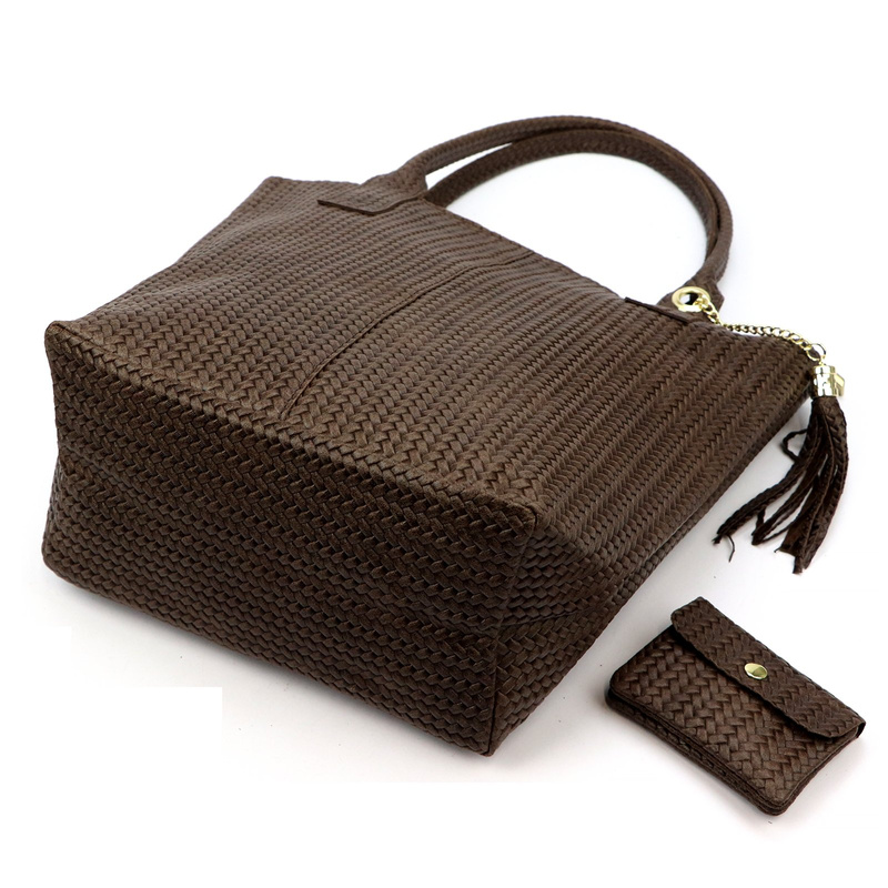 Vera Pelle damska shopperbag z dwoma etui torebka portfel skóra naturalna