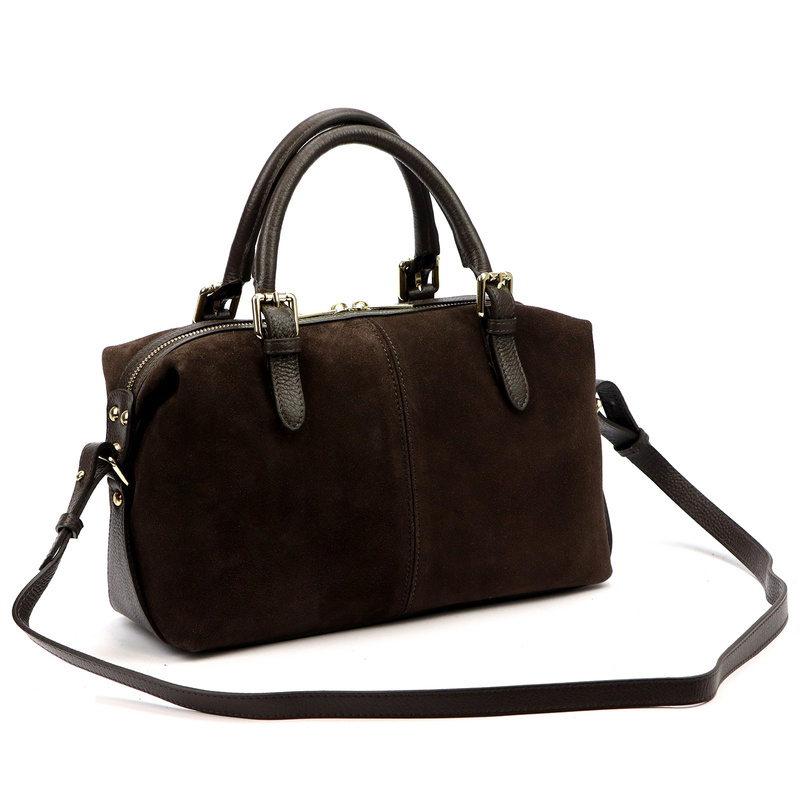 Vera Pelle damska torebka do ręki skóra naturalna kuferek z paskiem