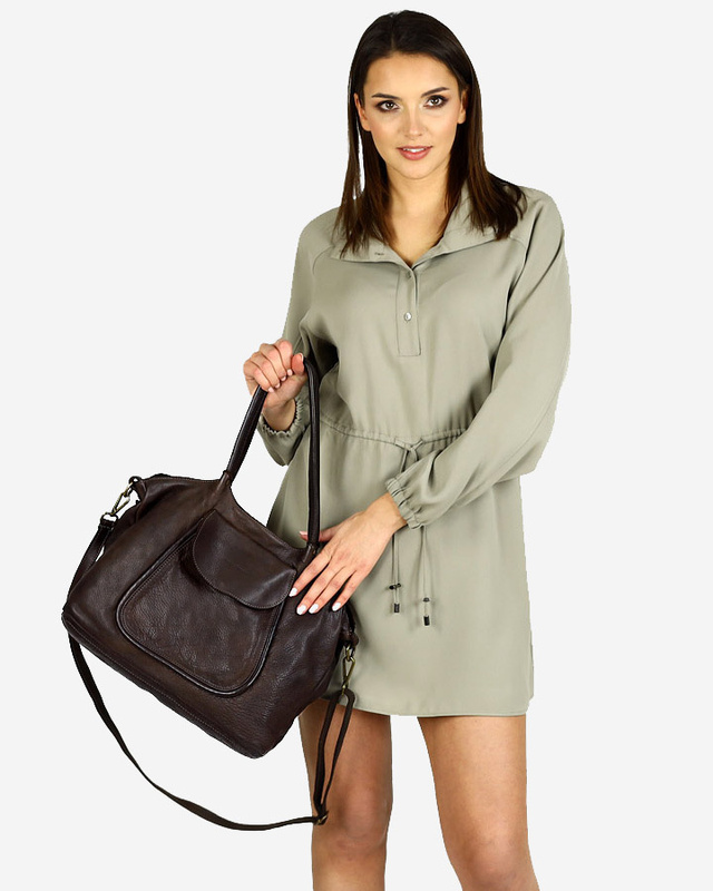 MARCO MAZZINI Torebka skórzana shopper bag ispirato dalla natura brąz