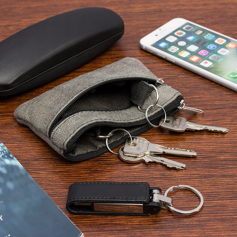 ETUI NA KLUCZE duże dwukomorowe kluczówka płaskie długie pojemne portfel L75