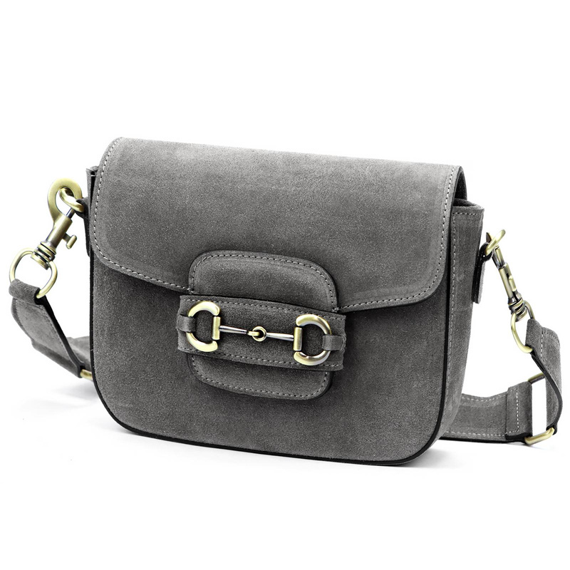 Vera Pelle damska listonoszka zamszowa przez ramię skórzana stylowa torebka