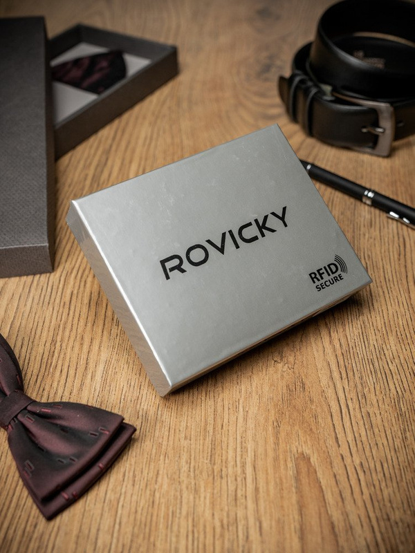 Elegancki pionowy portfel męski skórzany Rovicky