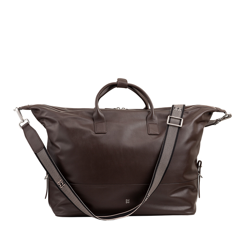 DuDu Skórzana duża torba podróżna weekendowa z paskiem dopinanym