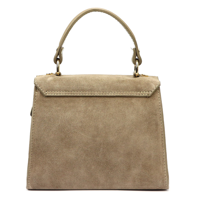 Vera Pelle Torebka Skórzana Kuferek Damski Zamsz Listonoszka Mała