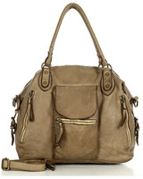 Torba biznesowa bowling retro bag skórzana - MARCO MAZZINI beżowa taupe