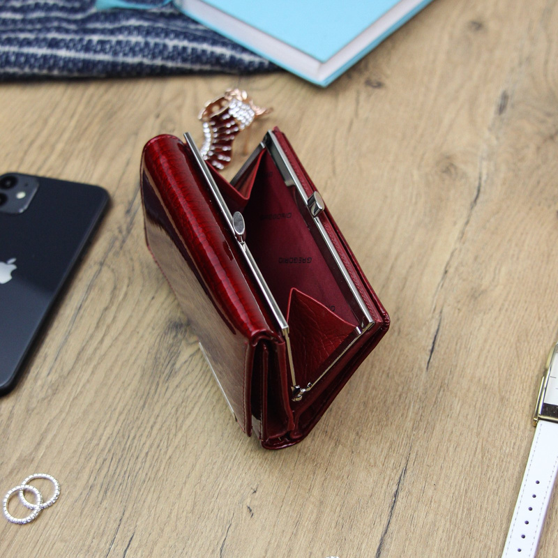 Skórzany piękny damski portfel podłużny Gregorio