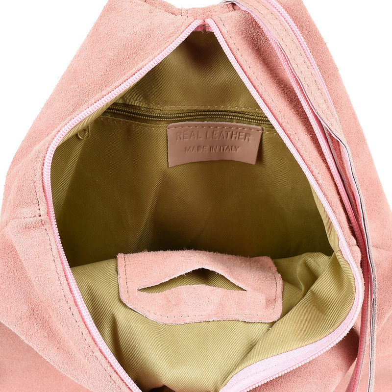 Pudrowo-różowa Vera Pelle włoski Plecak Skórzany damski mały T53