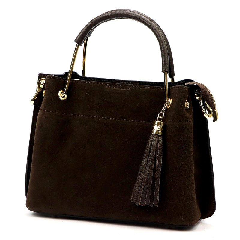 Vera Pelle damski kuferek skóra naturalna torebka z organizerem na ramię