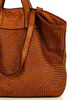 Torba damska pleciona shopper & shoulder leather bag - MARCO MAZZINI brąz karmel