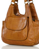 Włoska torebka skórzana z kieszenią z przodu retro bag handmade - MARCO MAZZINI brąz camel