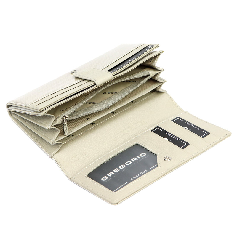 Duży Lakierowany damski portfel ze skóry Gregorio