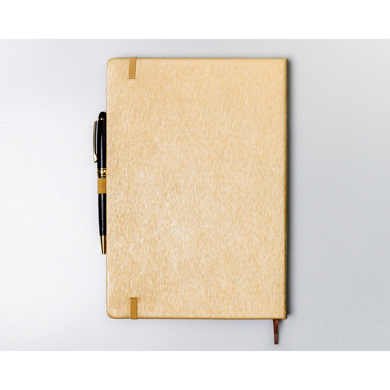 Beżowy notes w formacie A5 zadrukowany w linie - Peterson