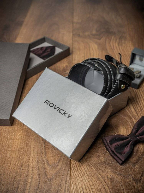 Męski skórzany pasek z klasyczną klamrą od Rovicky
