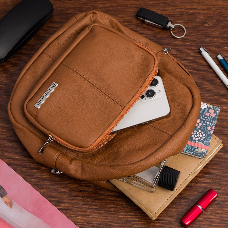 Plecak damski skórzany klasyczny duży skóra naturalna rudy Beltimore R33